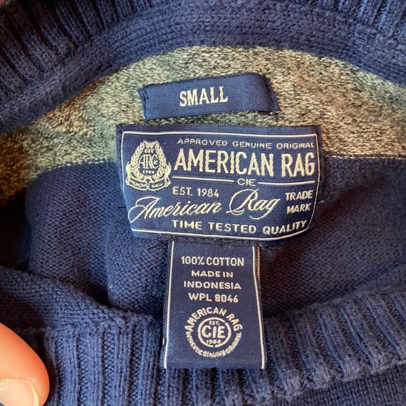 American Rag Men’s Blue and Gray Striped Sweater - Picture 4 of 5